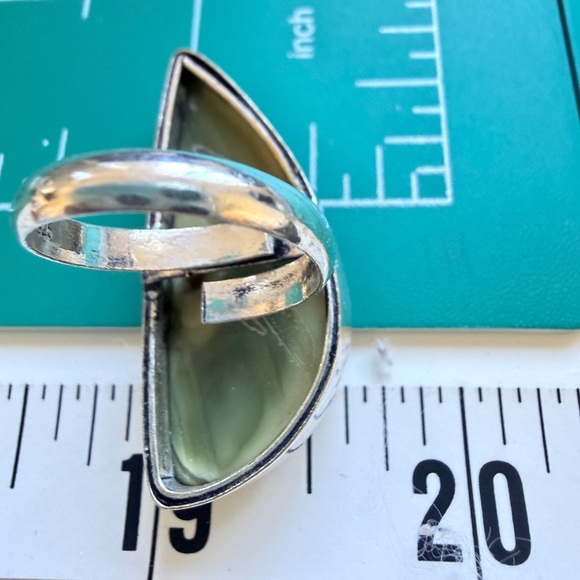 Hand crafted Polychrome Jasper solver overlay ring stamped 925 size adjust 4.5-7 - Picture 7 of 8